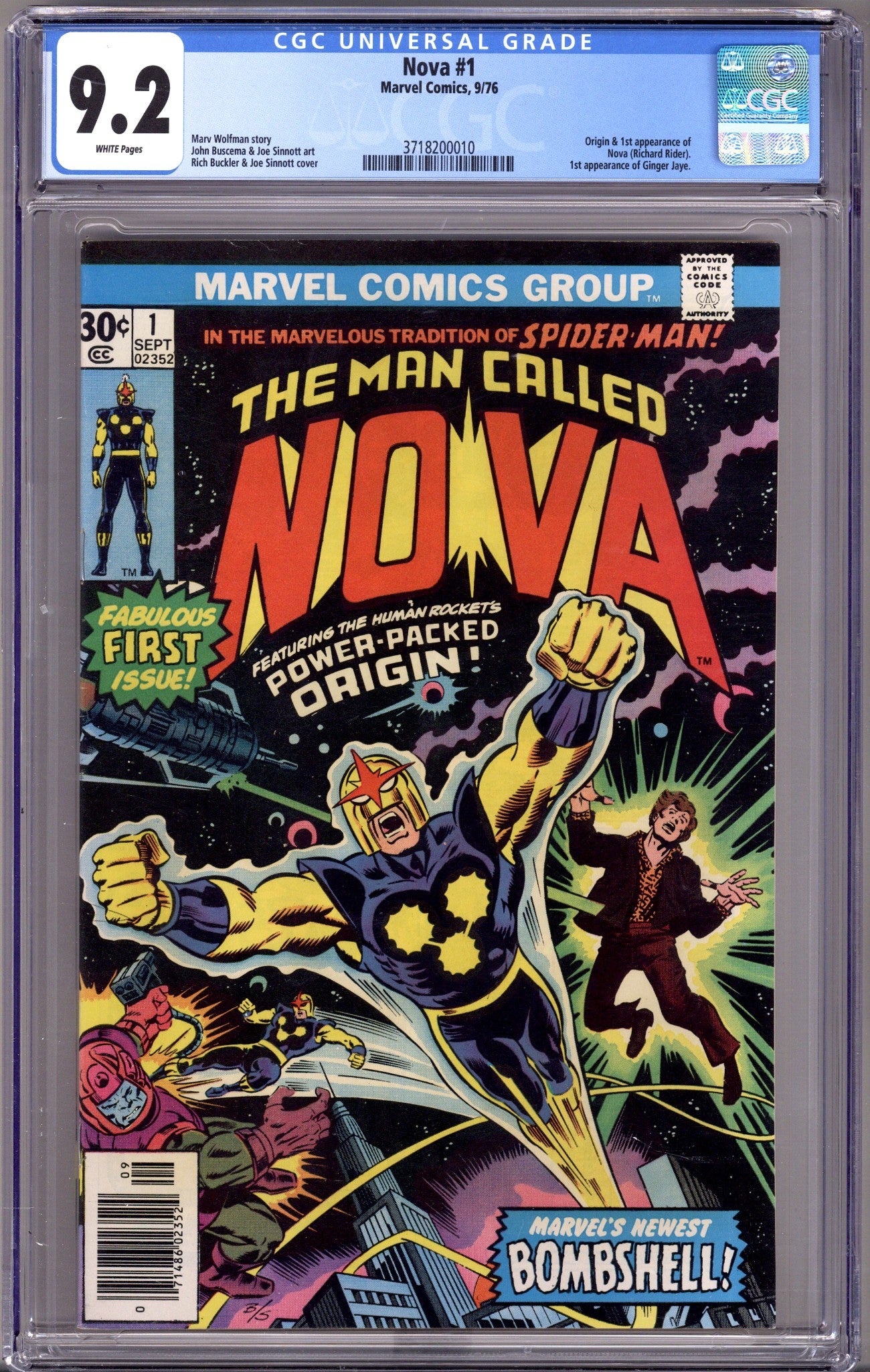 Nova Vol 1 1 CGC 9.2 (NM-)   (1976)        