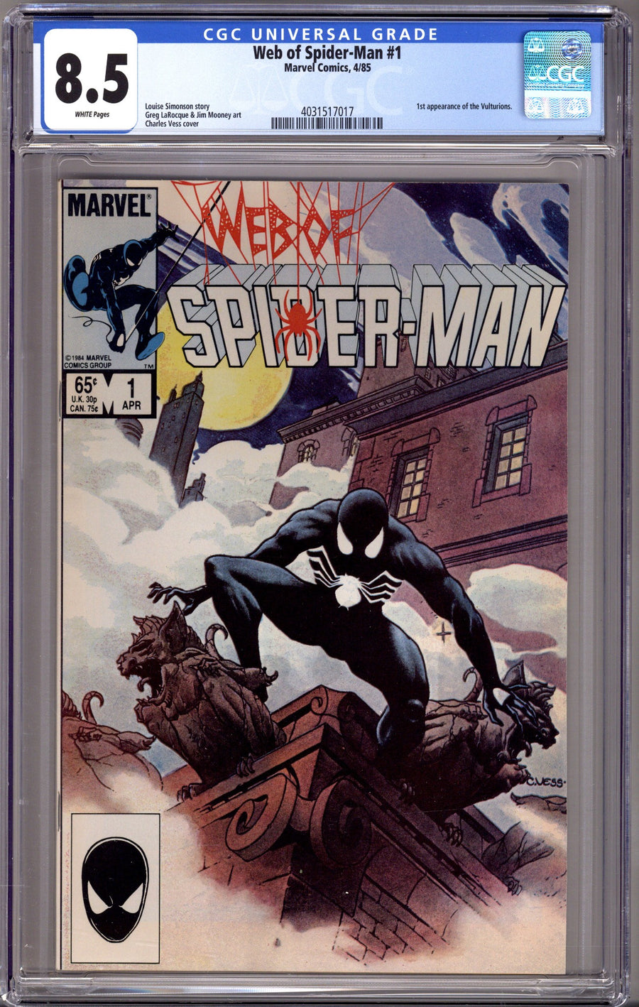 Web of Spider-Man Vol 1 1 CGC 8.5 (VF+) (1985) 