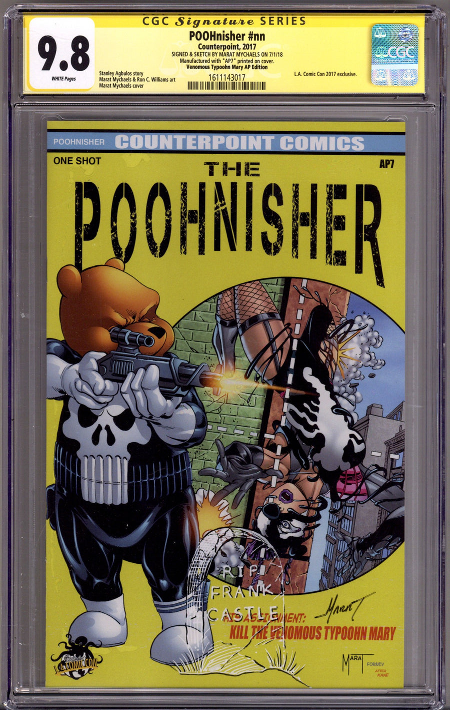 POOHnisher   [nn] CGC 9.8 (NM/M)   (2017) Mychaels Homage   Exclusive Variant  Signed / Remarked x1 Cover Marat Mychaels 
