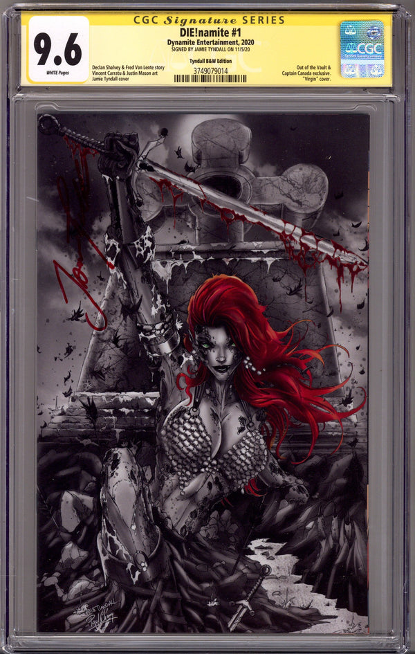 Die!namite 1 CGC 9.6 (NM+) (2020) Tyndall B&W Virgin Exclusive Variant Signed x1 Cover Jamie Tyndall