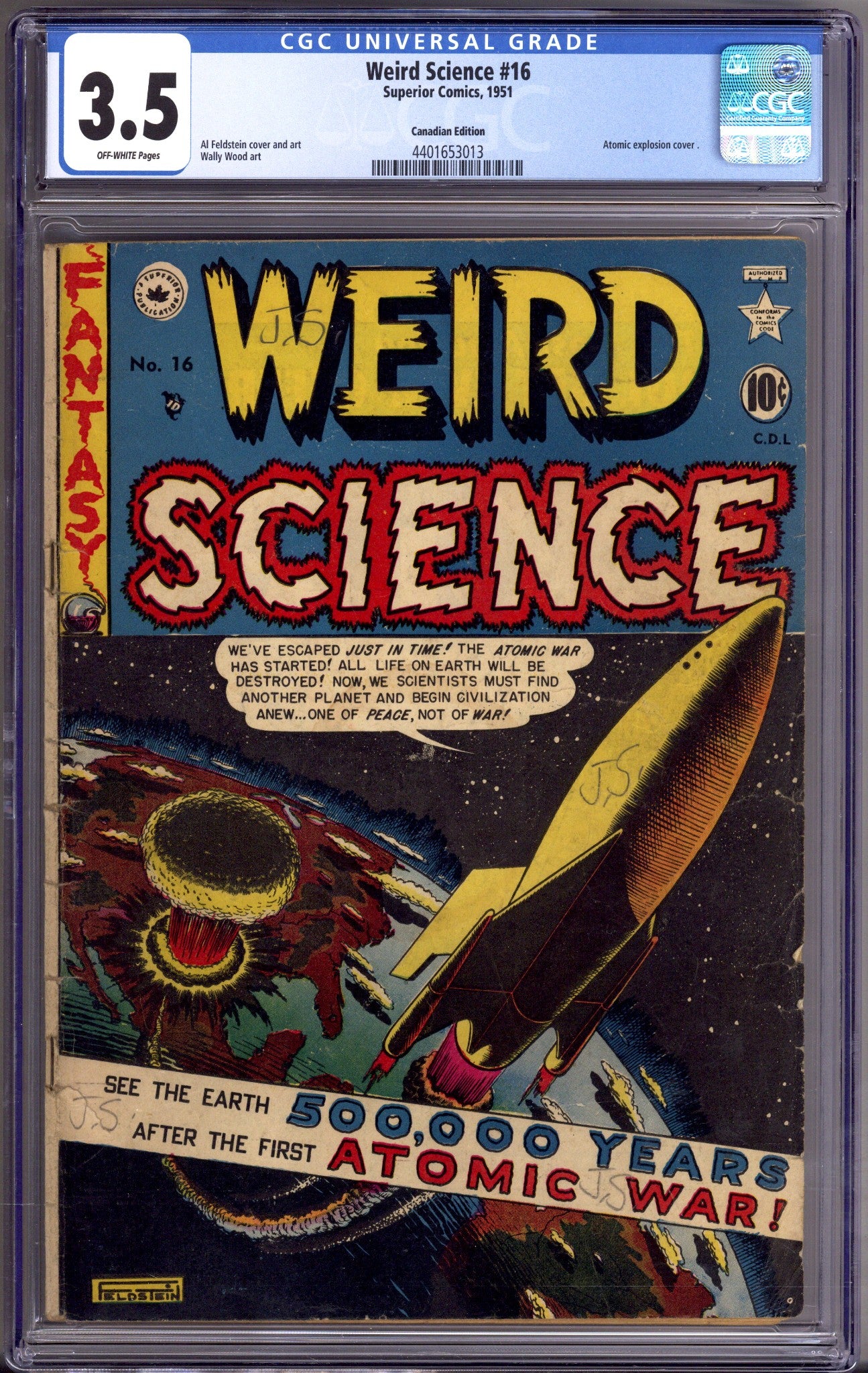 Weird Science Vol 1 16(5) CGC 3.5 (VG-) (1951) Canadian Edition 