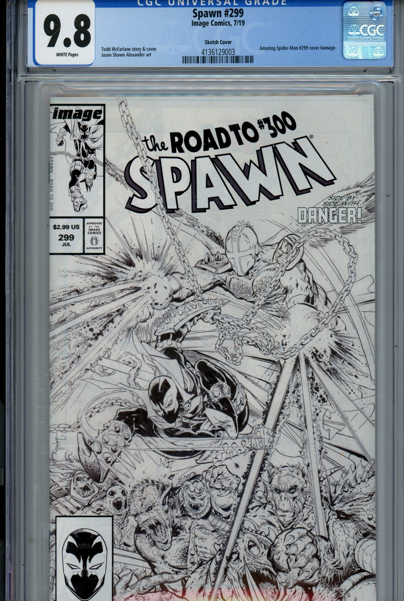 Spawn 299 CGC 9.8 (NM/M) (2019) McFarlane Sketch Variant 