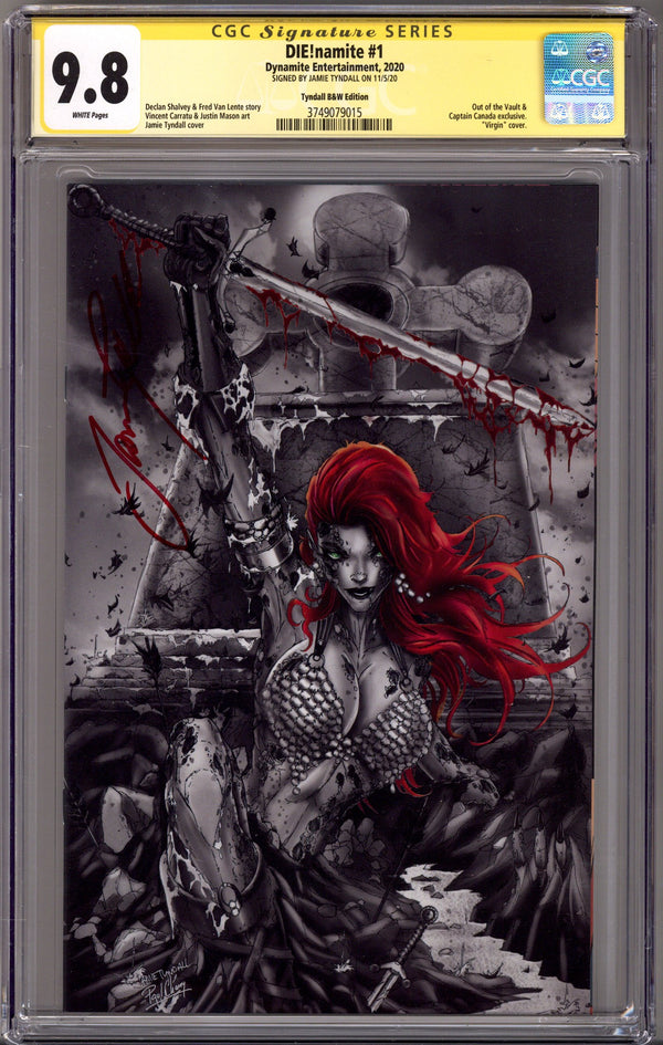 Die!namite 1 CGC 9.8 (NM/M) (2020) Tyndall B&W Virgin Exclusive Variant Signed x1 Cover Jamie Tyndall