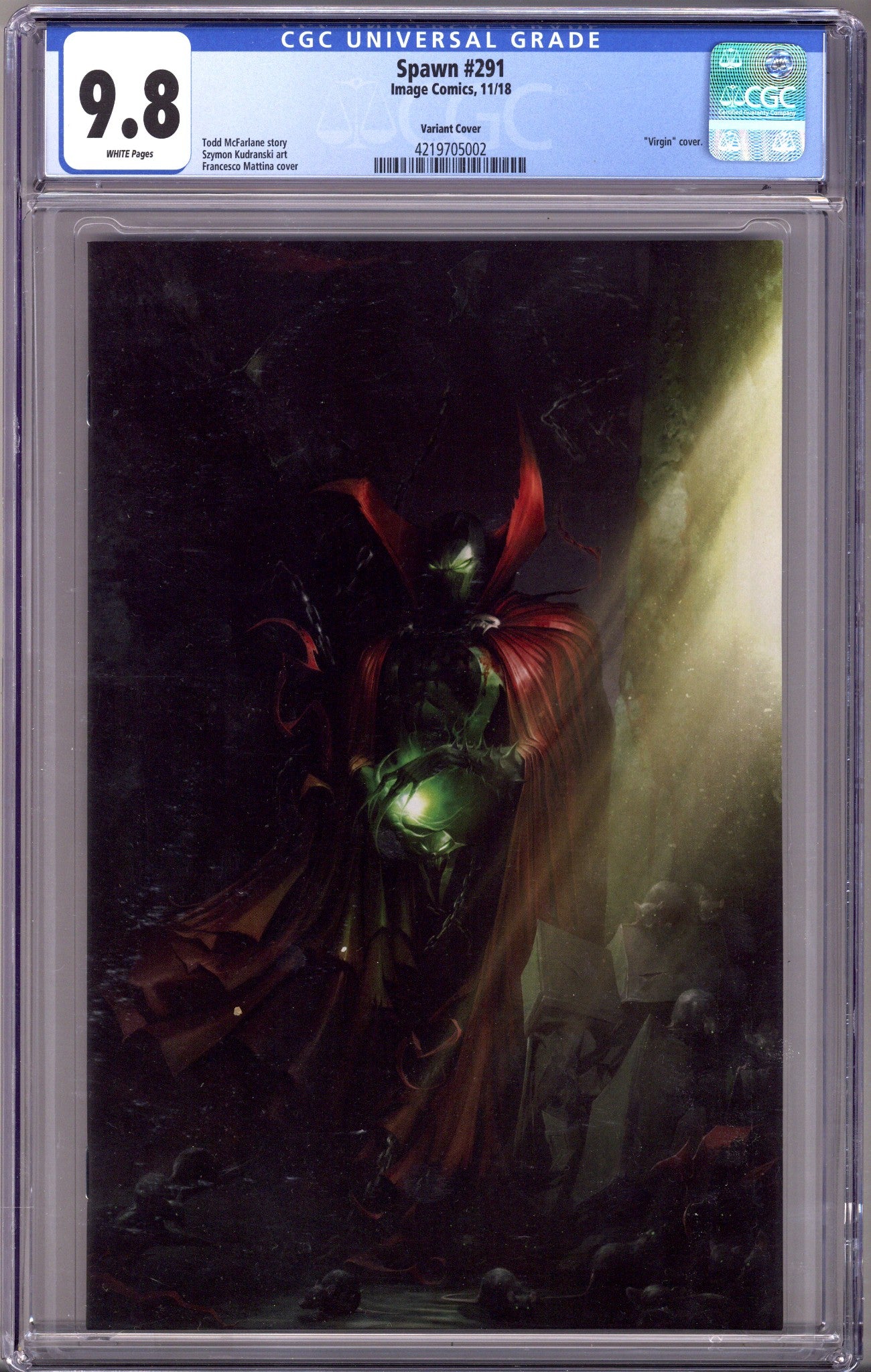 Spawn 291 CGC 9.8 (NM/M) (2018) Mattina Virgin Variant