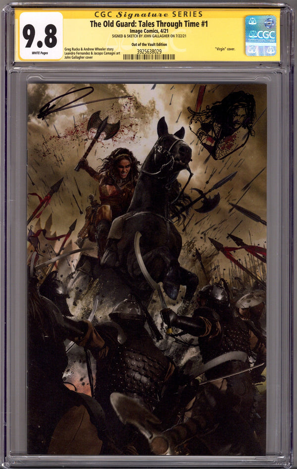 The Old Guard: Tales Through Time 1 CGC 9.8 (NM/M) (2021) Gallagher Virgin Exclusive Variant Signed / Remarked x1 Cover John Gallagher