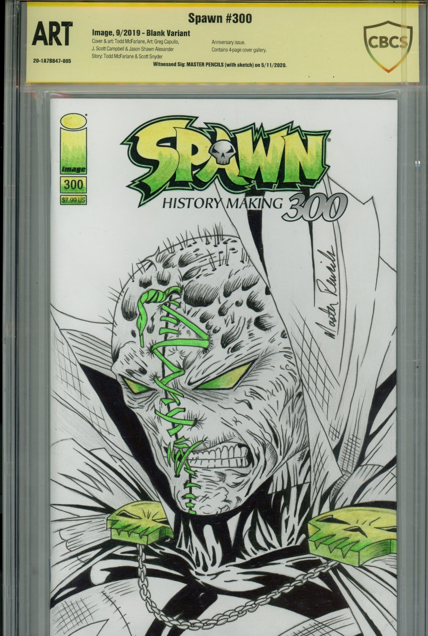 Spawn 300 CBCS 9.8 (NM/M) (2019) Blank Variant Signed / Remarked x1 Cover Master Pencils 