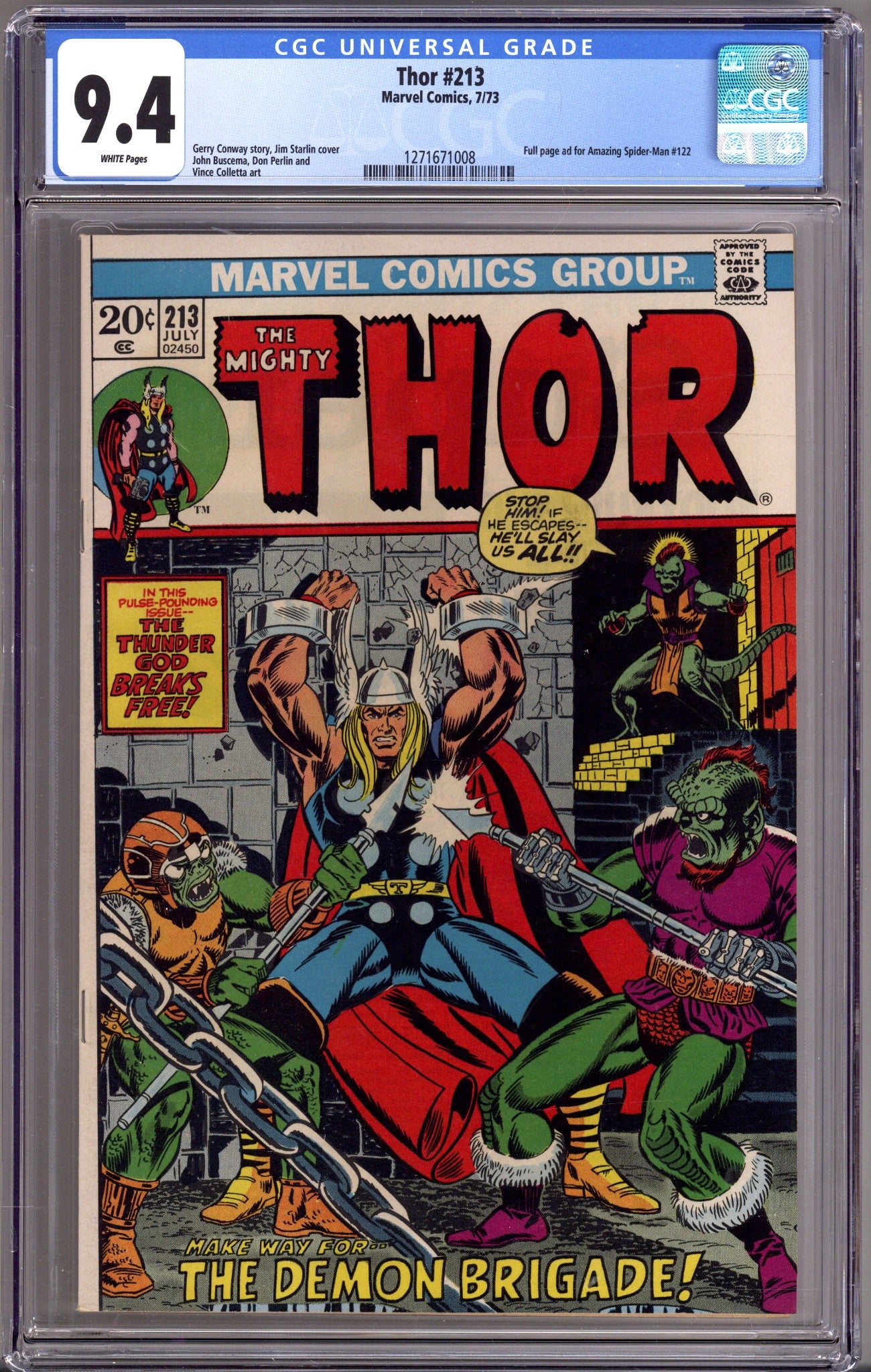 Thor Vol 1 213 CGC 9.4 (NM) (1973) 