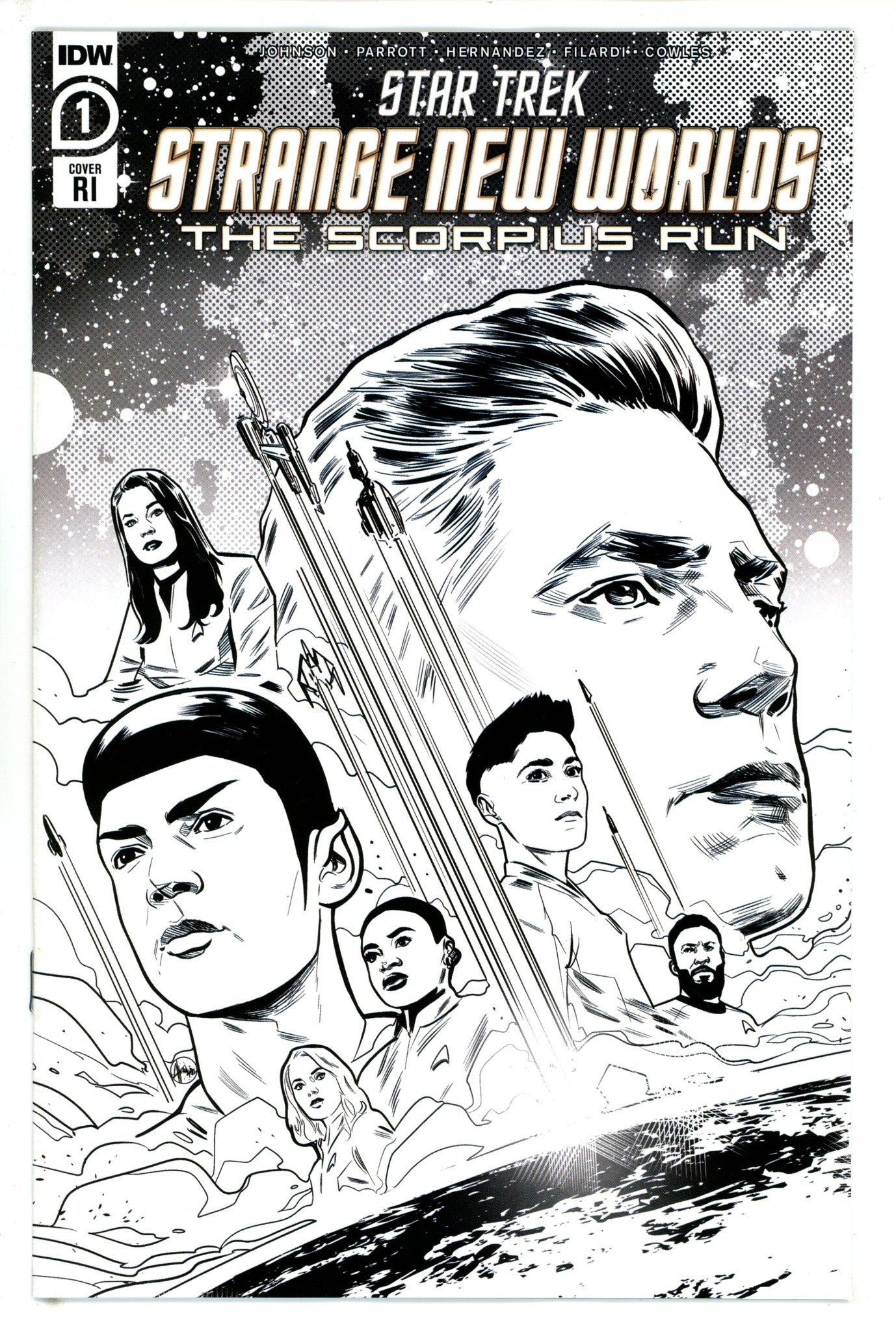 Star Trek Strange New Worlds Scorpius Run 1 Hernandez B&W Incentive Variant NM (2023)