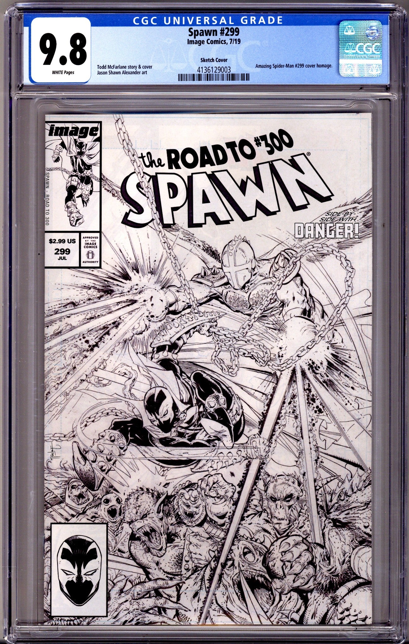 Spawn 299 CGC 9.8 (NM/M) (2019) McFarlane Sketch Variant