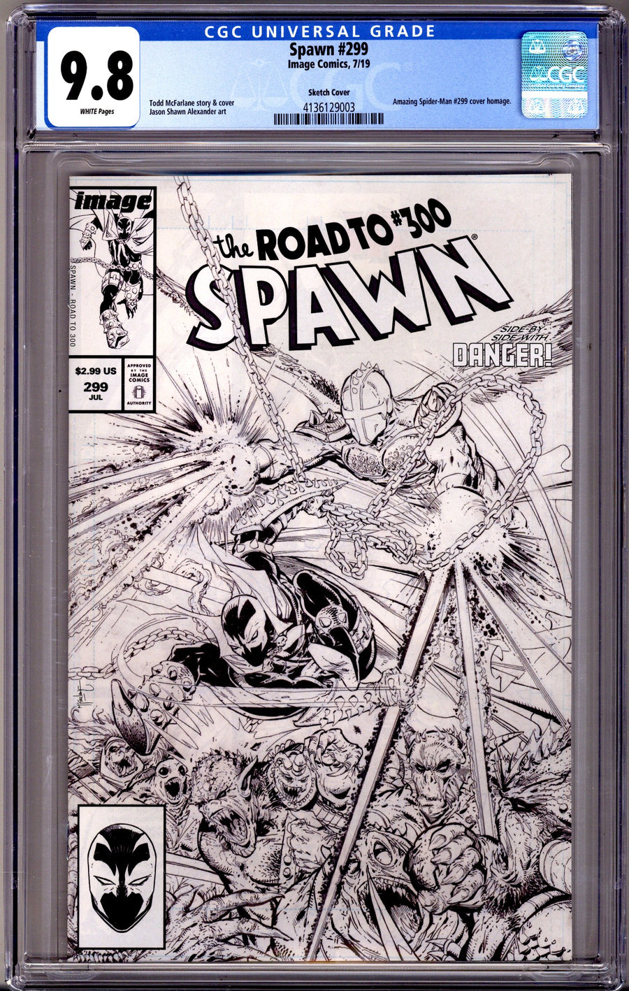 Spawn 299 CGC 9.8 (NM/M) (2019) McFarlane Sketch Variant