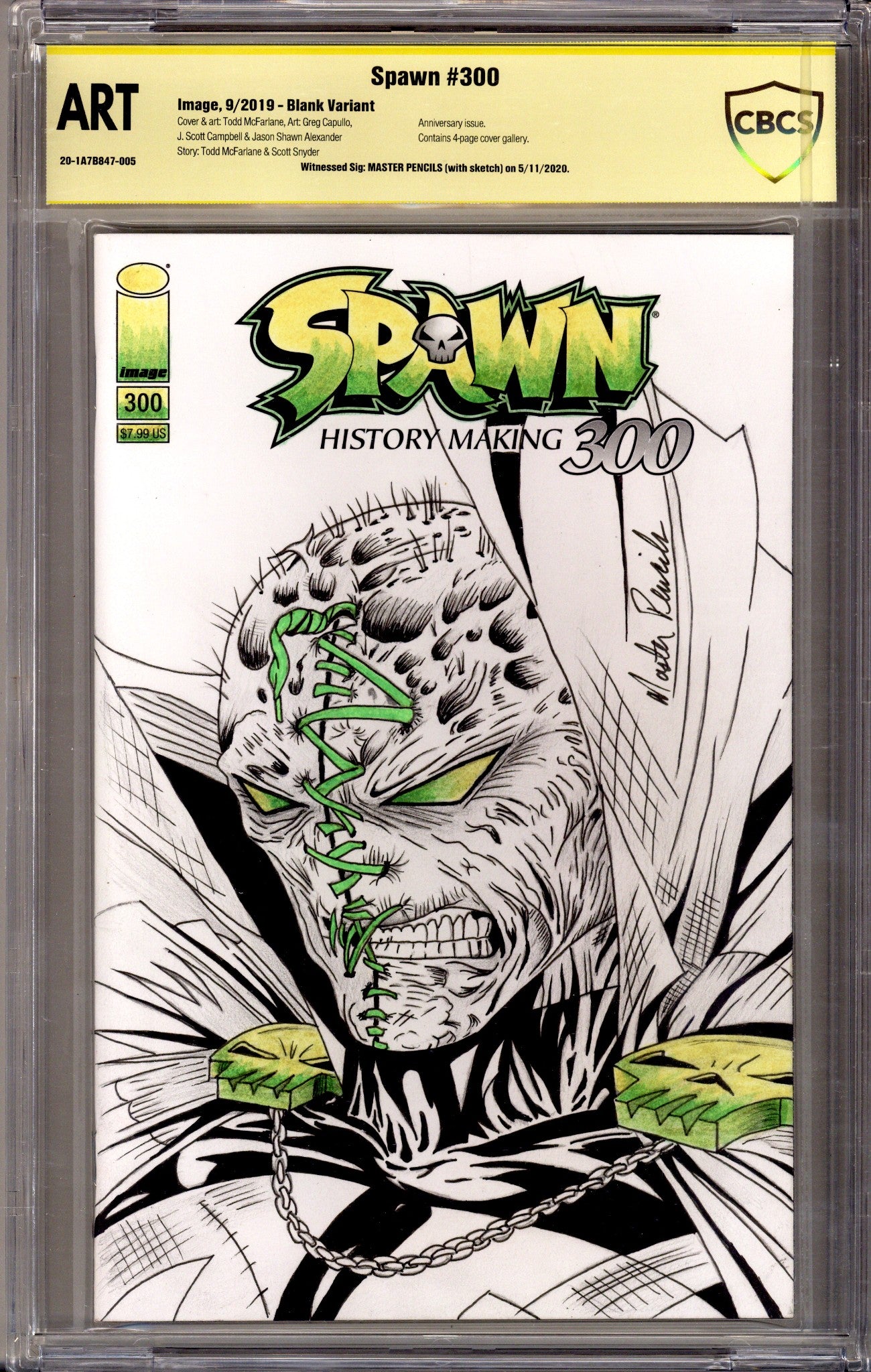 Spawn 300 CBCS 9.8 (NM/M) (2019) Blank Variant Signed / Remarked x1 Cover Master Pencils