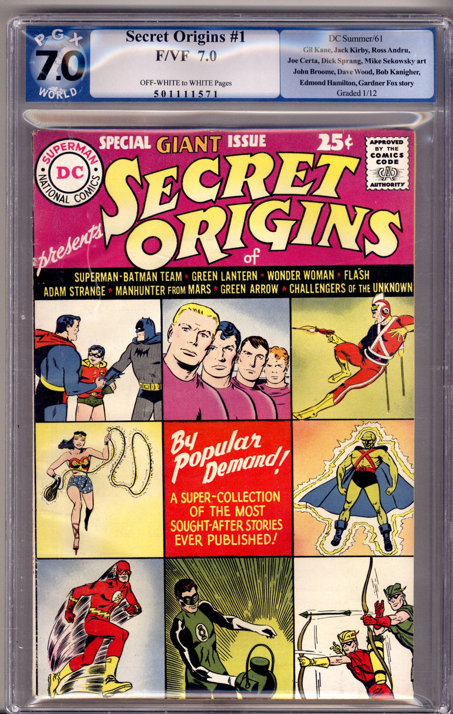 Secret Origins Vol 1 1 PGX 7.0 (FN/VF)   (1961)        