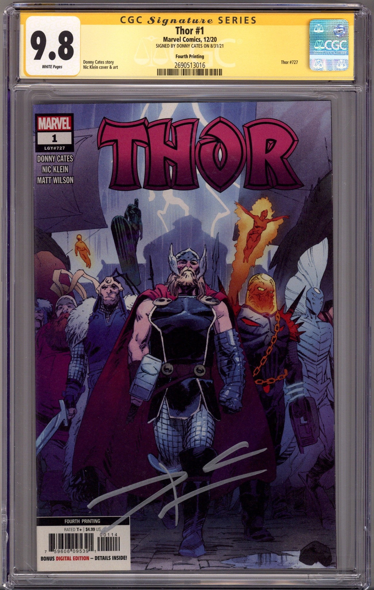 Thor Vol 6 1 (727) CGC 9.8 (NM/M) (2020) 4th Print Signed x1 Cover Donny Cates 
