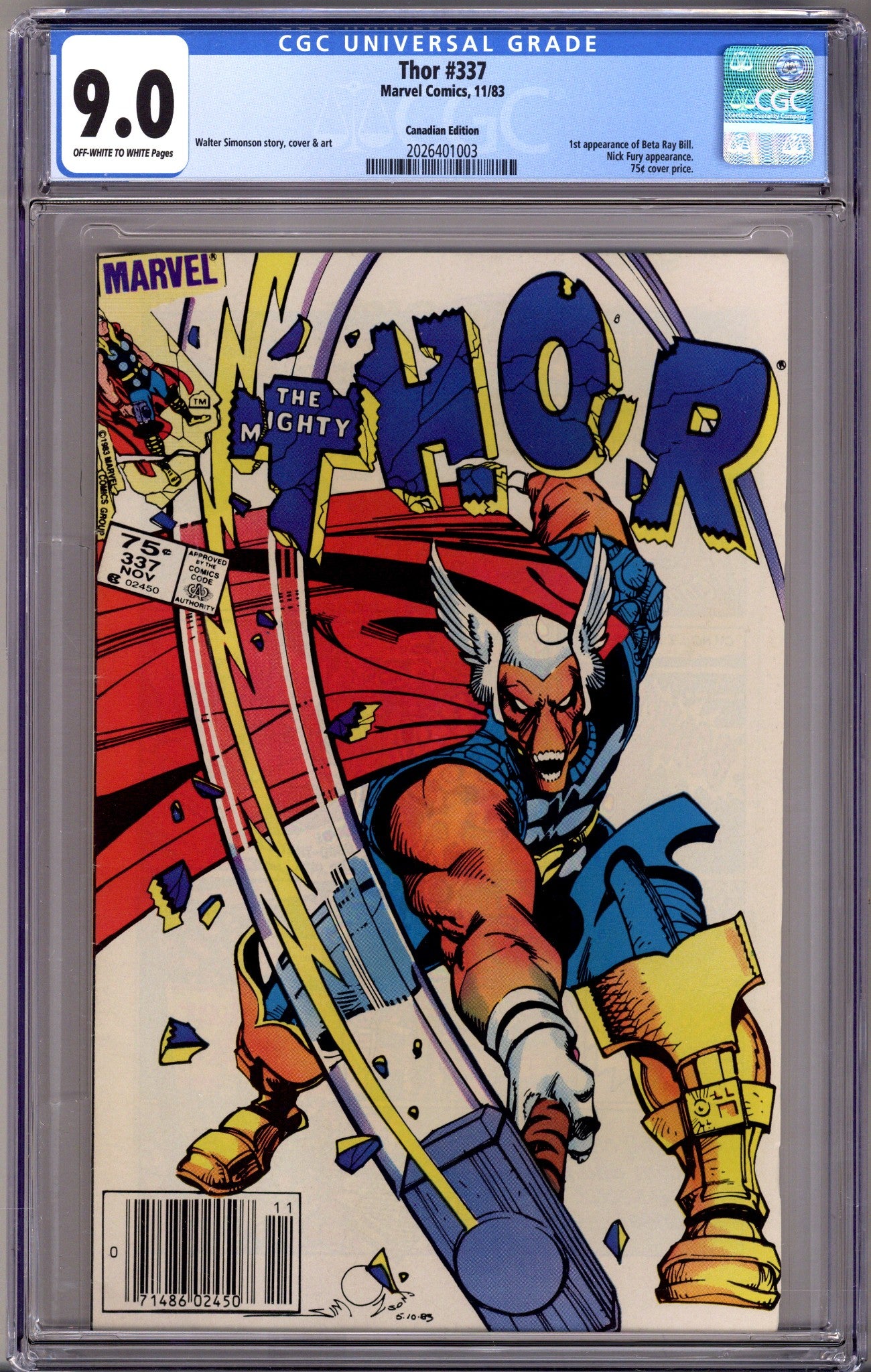 Thor Vol 1 337 CGC 9.0 (VF/NM) (1983) Canadian Price Variant 