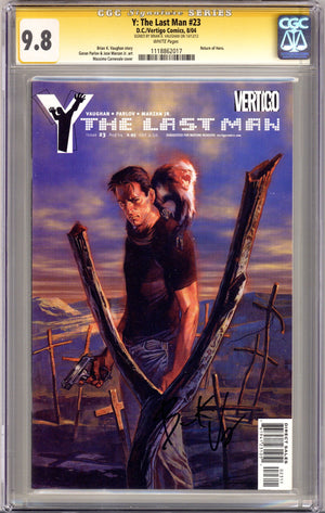 Y: The Last Man 23 CGC 9.8 (NM/M) (2004) Signed x1 Cover Brian K. Vaughan