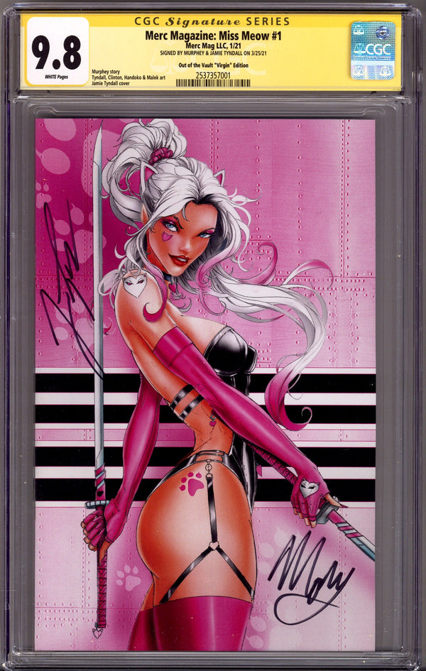 Merc Magazine: Miss Meow 1 CGC 9.8 (NM/M) (2020) Tyndall Virgin Exclusive Variant Signed x2 Cover Murphey & Jamie Tyndall