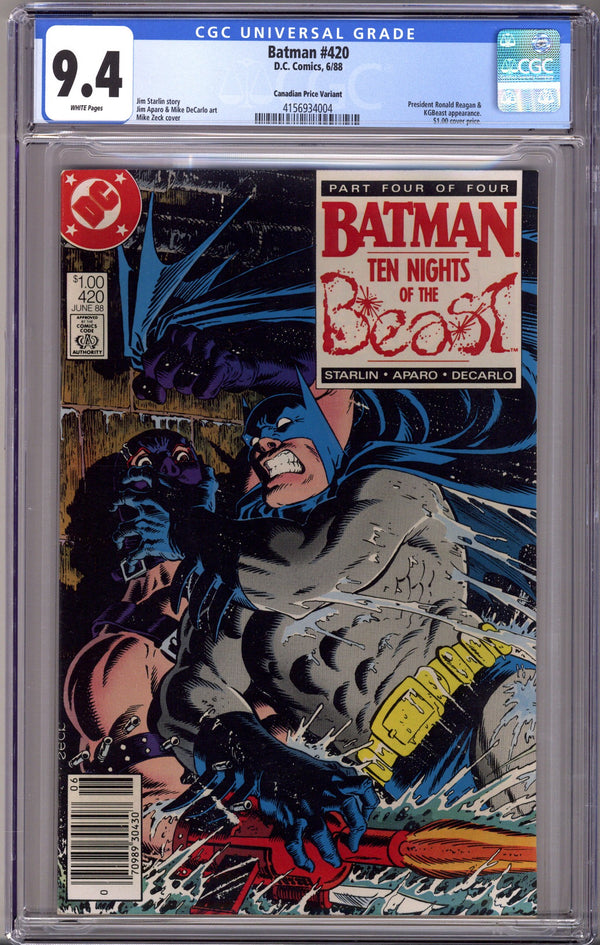 Batman Vol 1 420 Canadian Variant CGC 9.4 (1988)