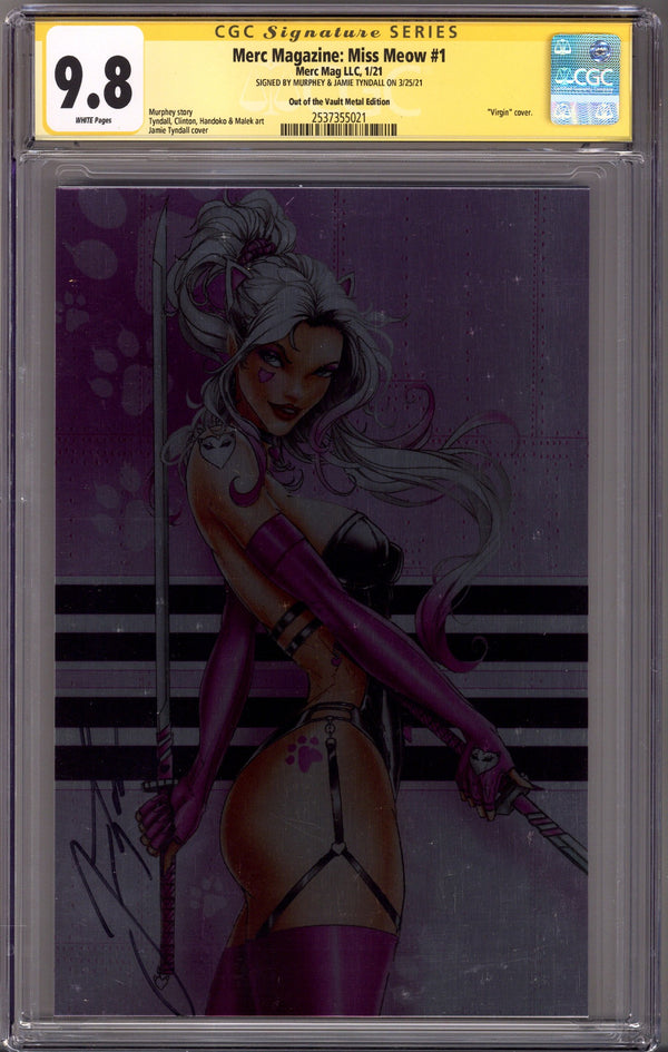 Merc Magazine: Miss Meow 1 CGC 9.8 (NM/M) (2020) Tyndall Metal Virgin Exclusive Variant Signed x1 Cover Jamie Tyndall