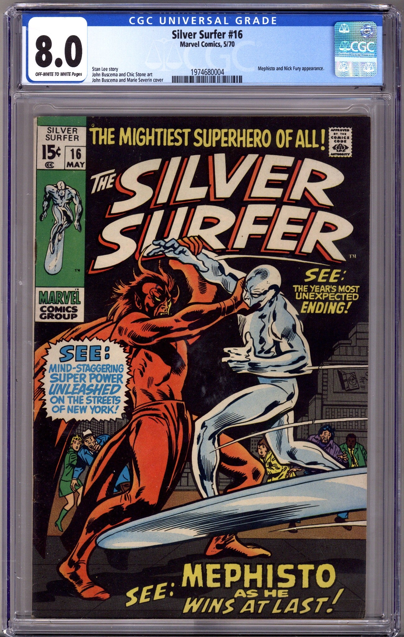 The Silver Surfer Vol 1 16 CGC 8.0 (VF)   (1970)        