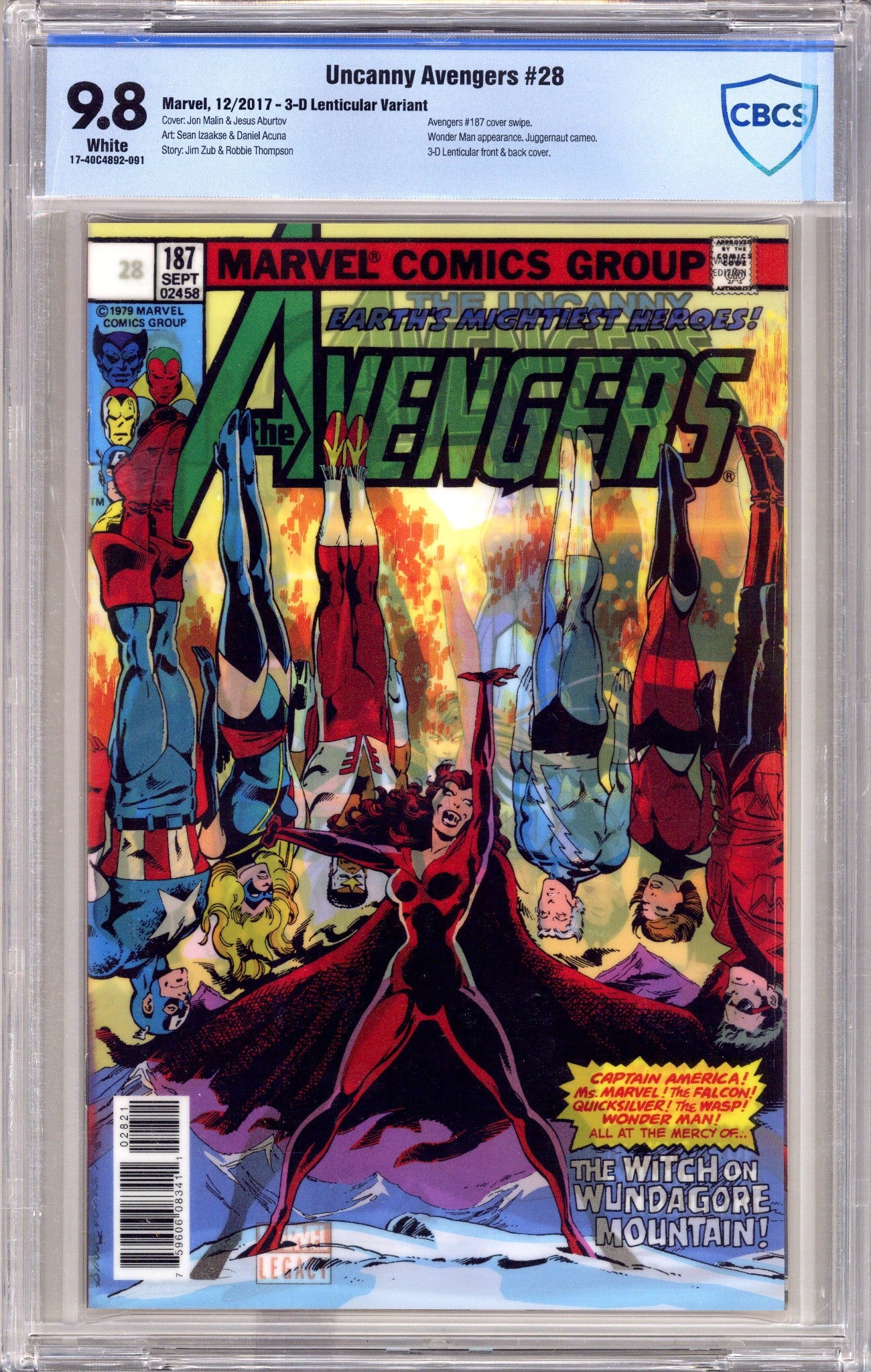 Uncanny Avengers Vol 3 28 CBCS 9.8 (NM/M) (2017) Malin Lenticular Variant 