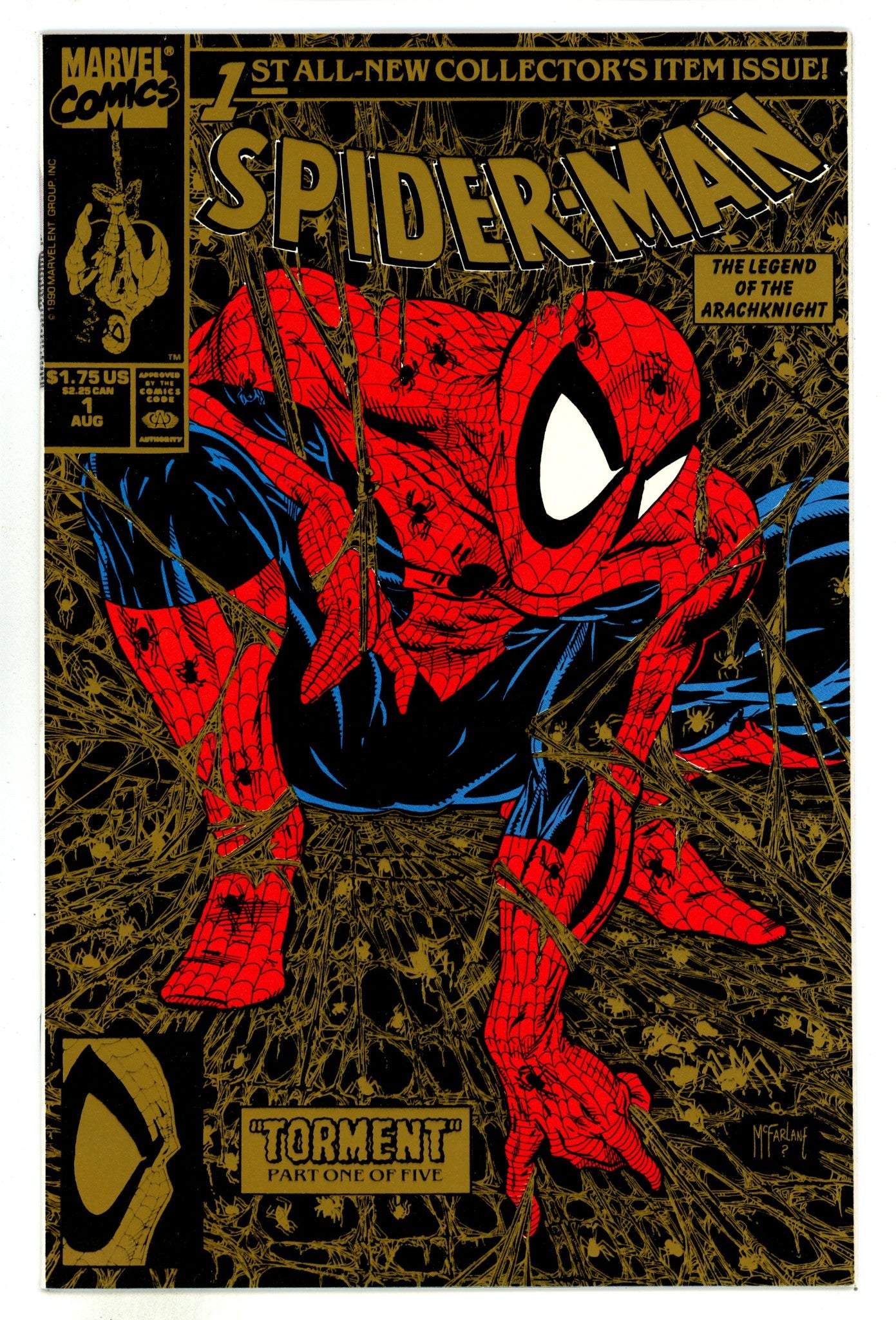 Spider-Man Vol 1 1 VF+ (8.5) Gold (1990) 2nd Print 