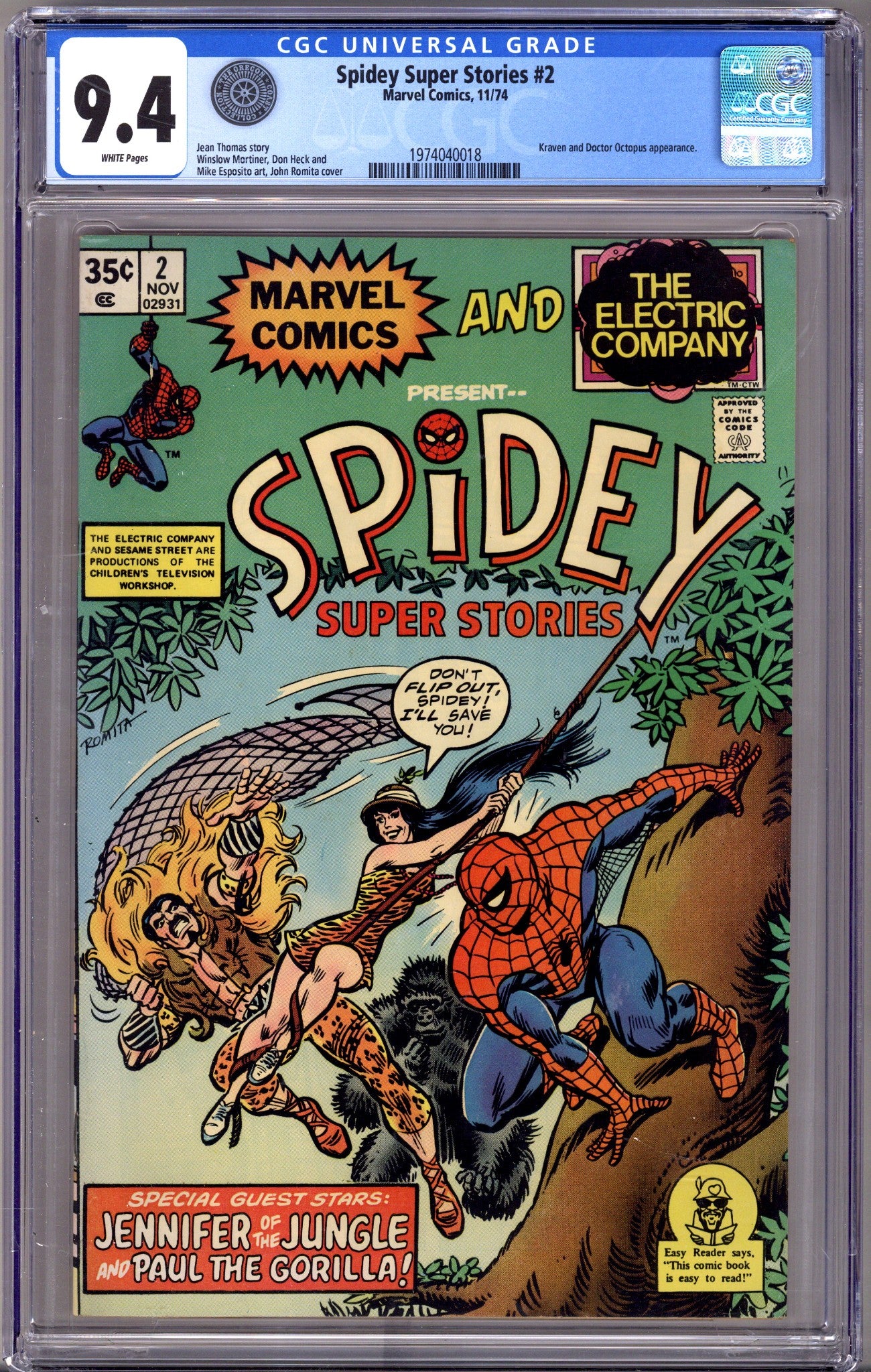 Spidey Super Stories   2 CGC 9.4 (NM) Oregon Coast Collection  (1974)        