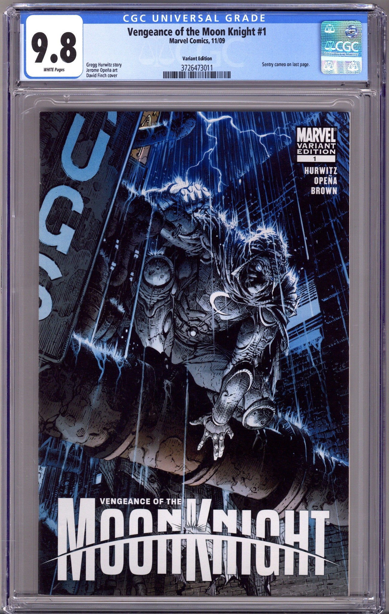 Vengeance of the Moon Knight Vol 1 1 CGC 9.8 (NM/M) (2009) Finch Incentive Variant 