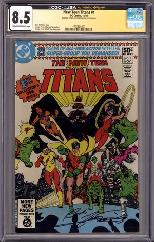 The New Teen Titans Vol 1 1 CGC 8.5 (VF+) (1980) Signed x1 Cover George Perez