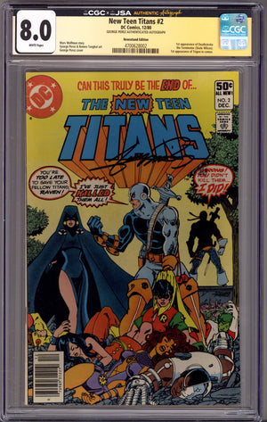 The New Teen Titans Vol 1 2 CGC 8.0 (VF) (1980) Newsstand Signed x1 Cover George Perez