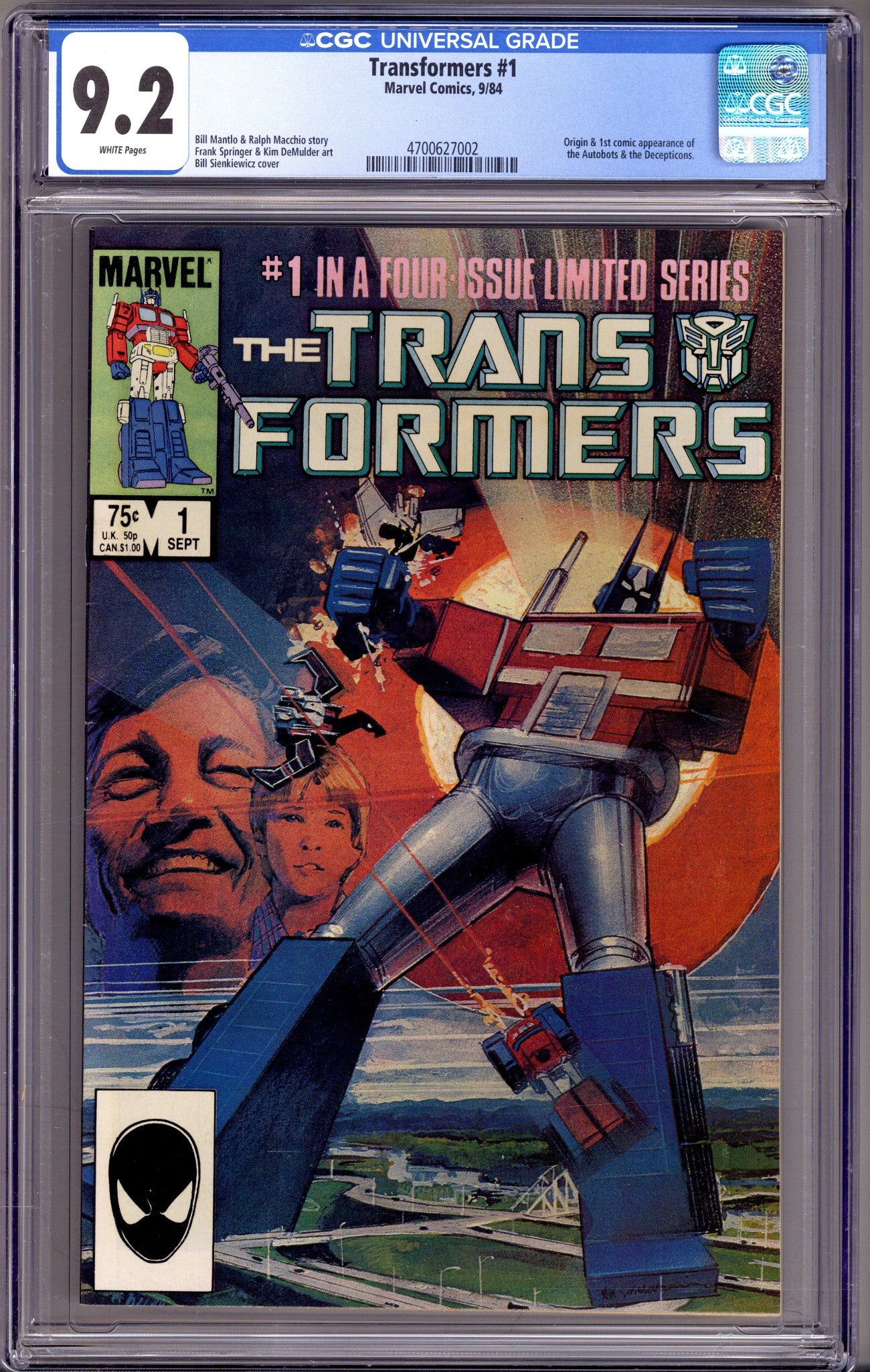 The Transformers 1 CGC 9.2 (NM-) (1984) 