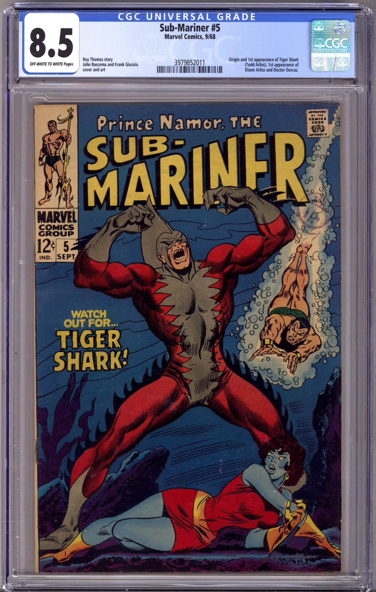 Sub-Mariner Vol 1 5 CGC 8.5 (VF+)   (1968)        