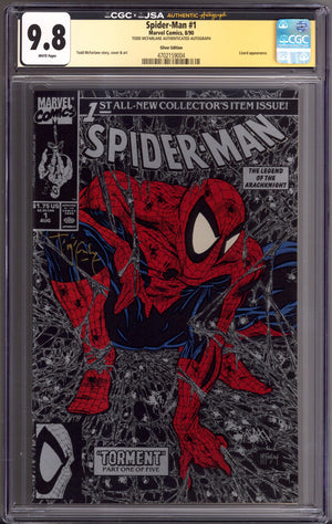 Spider-Man Vol 1 1 CGC 9.8 (NM/M) (1990) Silver Variant Signed x1 Cover Todd McFarlane Red Stamp