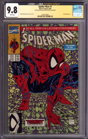 Spider-Man Vol 1 1 CGC 9.8 (NM/M) (1990) Signed x1 Cover Todd McFarlane Red Stamp