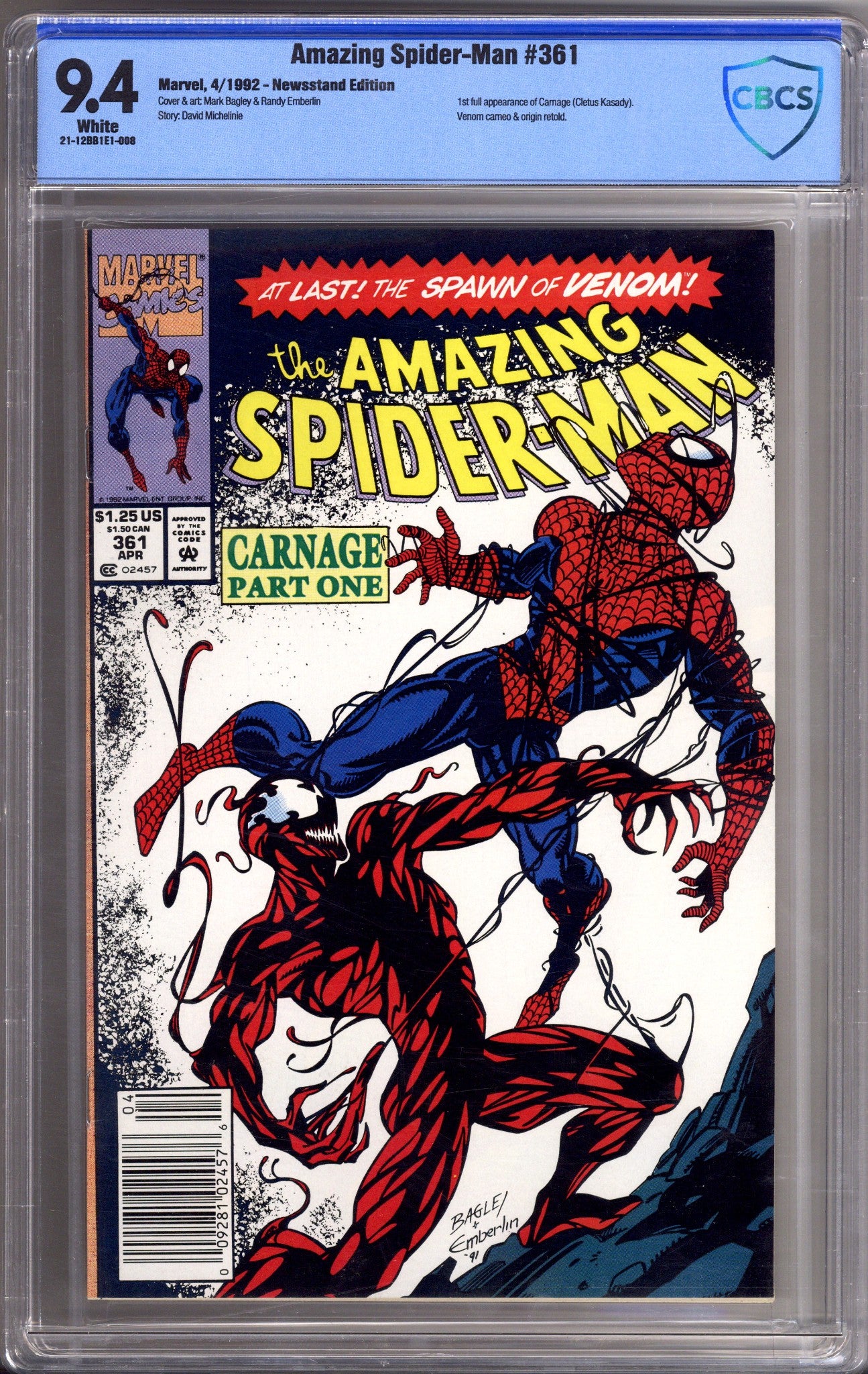 The Amazing Spider-Man Vol 1 361 CBCS 9.4 (NM) (1992) Newsstand 