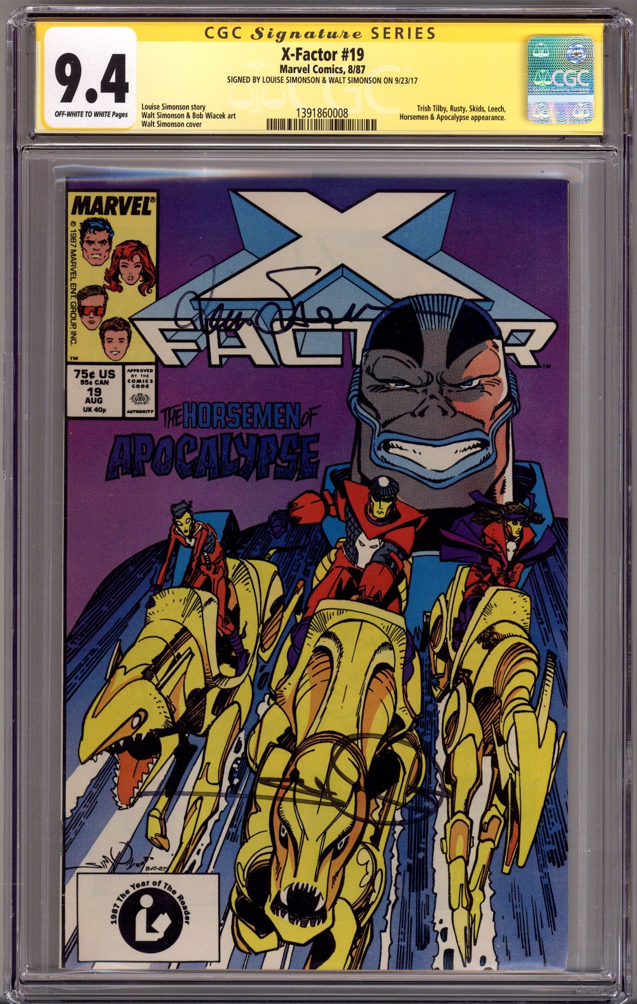 X-Factor Vol 1 19 CGC 9.4 (NM) (1987) Signed x2 Cover Walk & Louise Simonson 