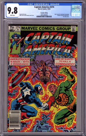 Captain America Vol 1 274 CGC 9.8 (NM/M) (1982) Canadian Price Variant