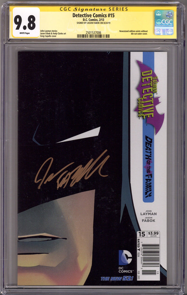 Detective Comics Vol 2 15 CGC 9.8 (NM/M) (2013) Newsstand Signed x1 Cover Jason Fabok