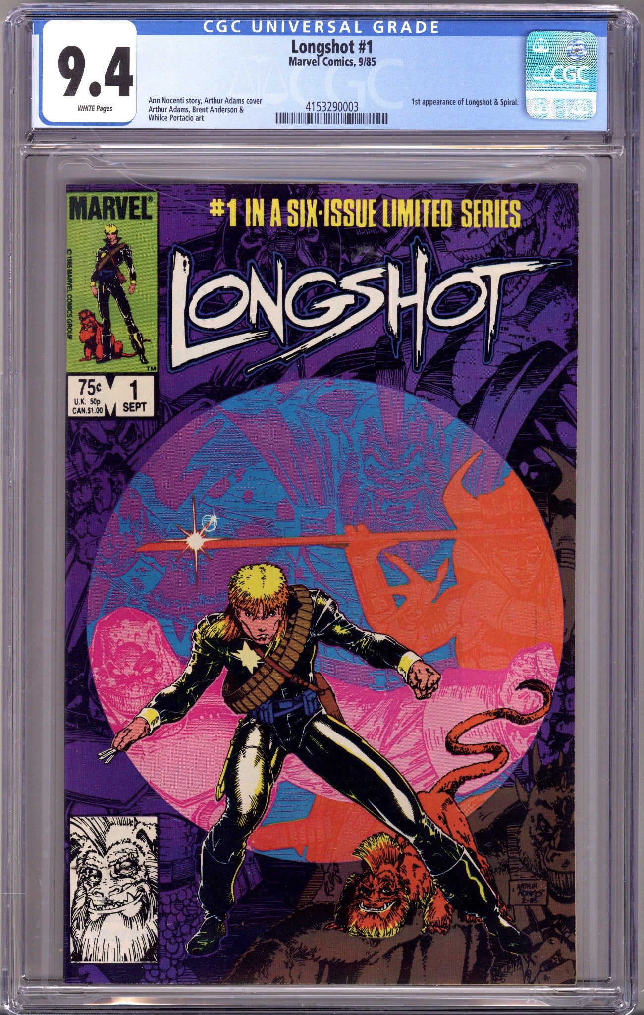 Longshot Vol 1 1 CGC 9.4 (NM) (1985)