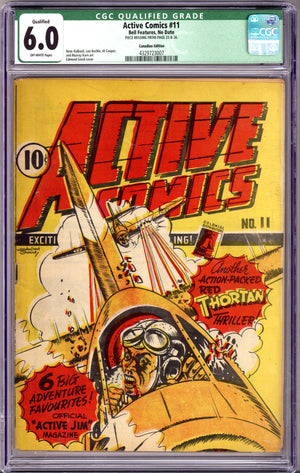 Active Comics 11 Canadian Edition CGC 6.0 (FN) Piece Missing From Page 25 & 26 (1943)