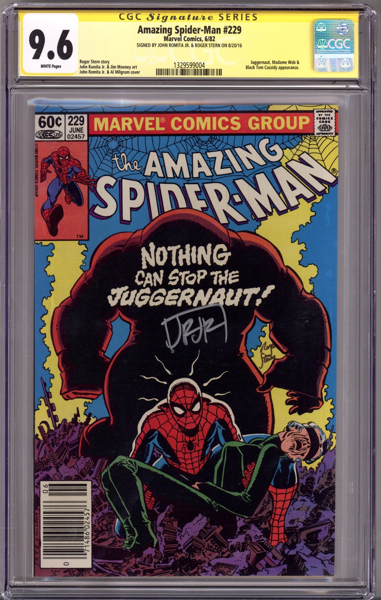 The Amazing Spider-Man Vol 1 229 CGC 9.6 (NM+) (1982) Newsstand Signed x2 Cover John Romita Jr & Roger Stern