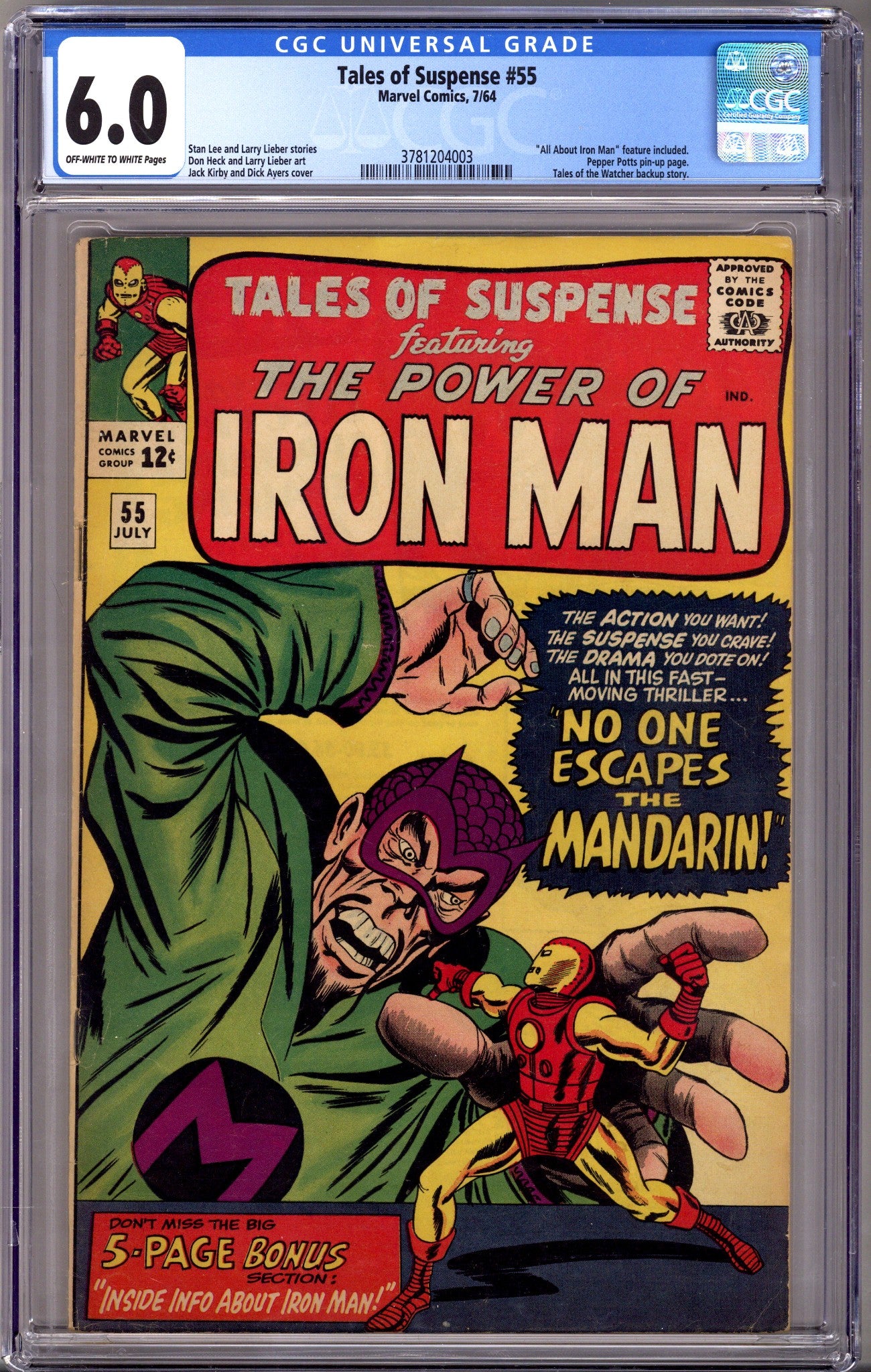 Tales of Suspense Vol 1 55 CGC 6.0 (FN) (1964)