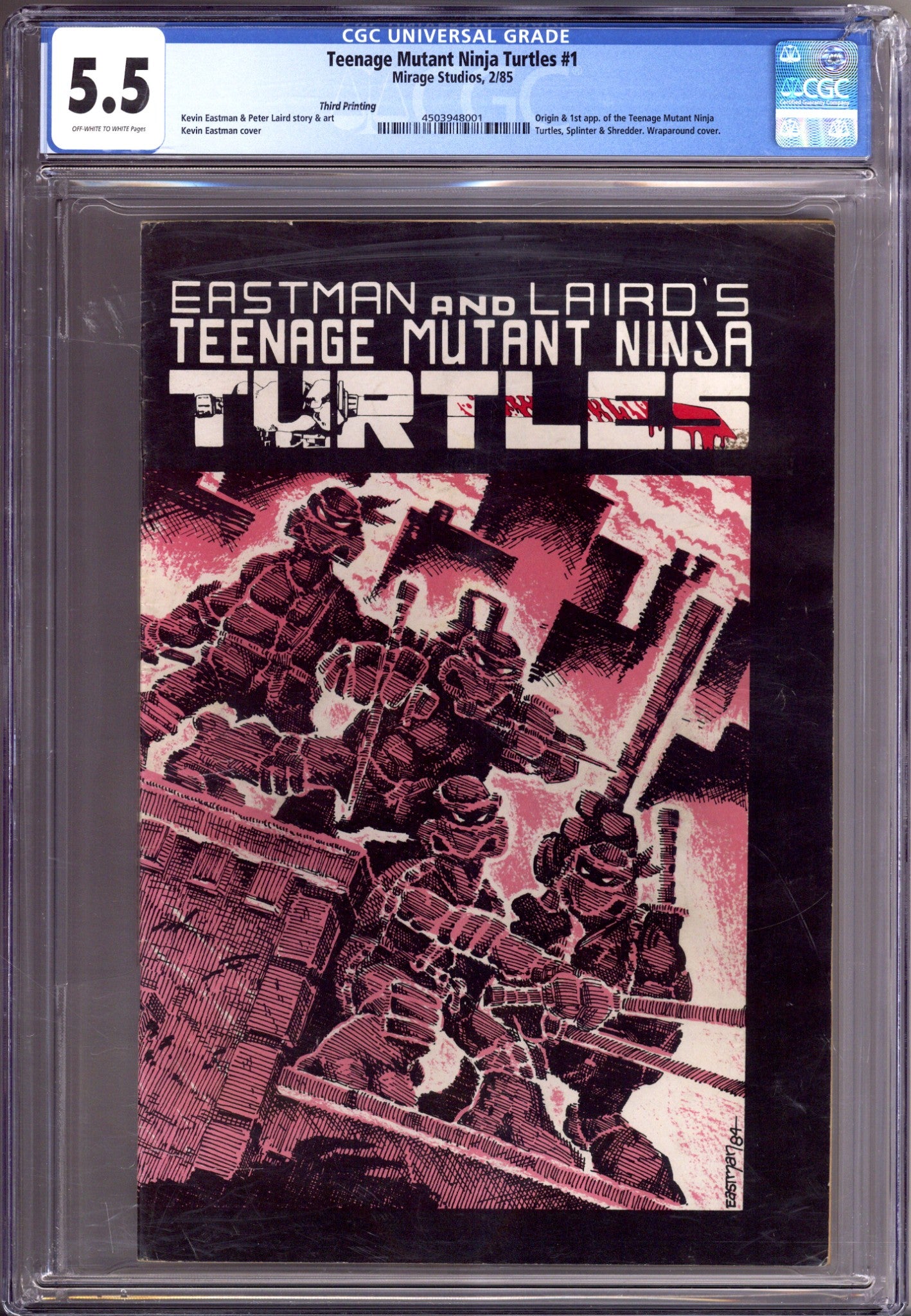 Teenage Mutant Ninja Turtles Vol 1 1 CGC 5.5 (FN-) Cracked Case (1985) 3rd Print 