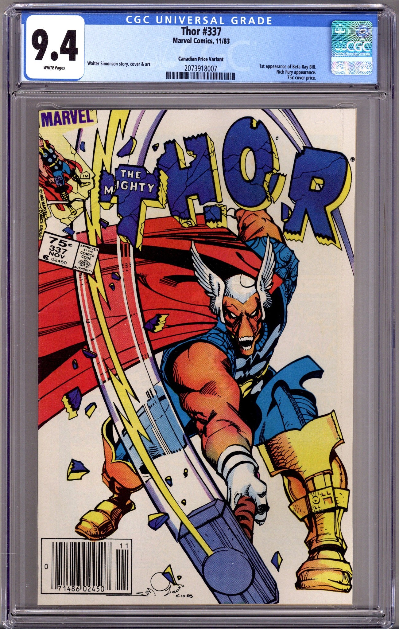 Thor Vol 1 337 CGC 9.4 (NM) (1983) Canadian Price Variant