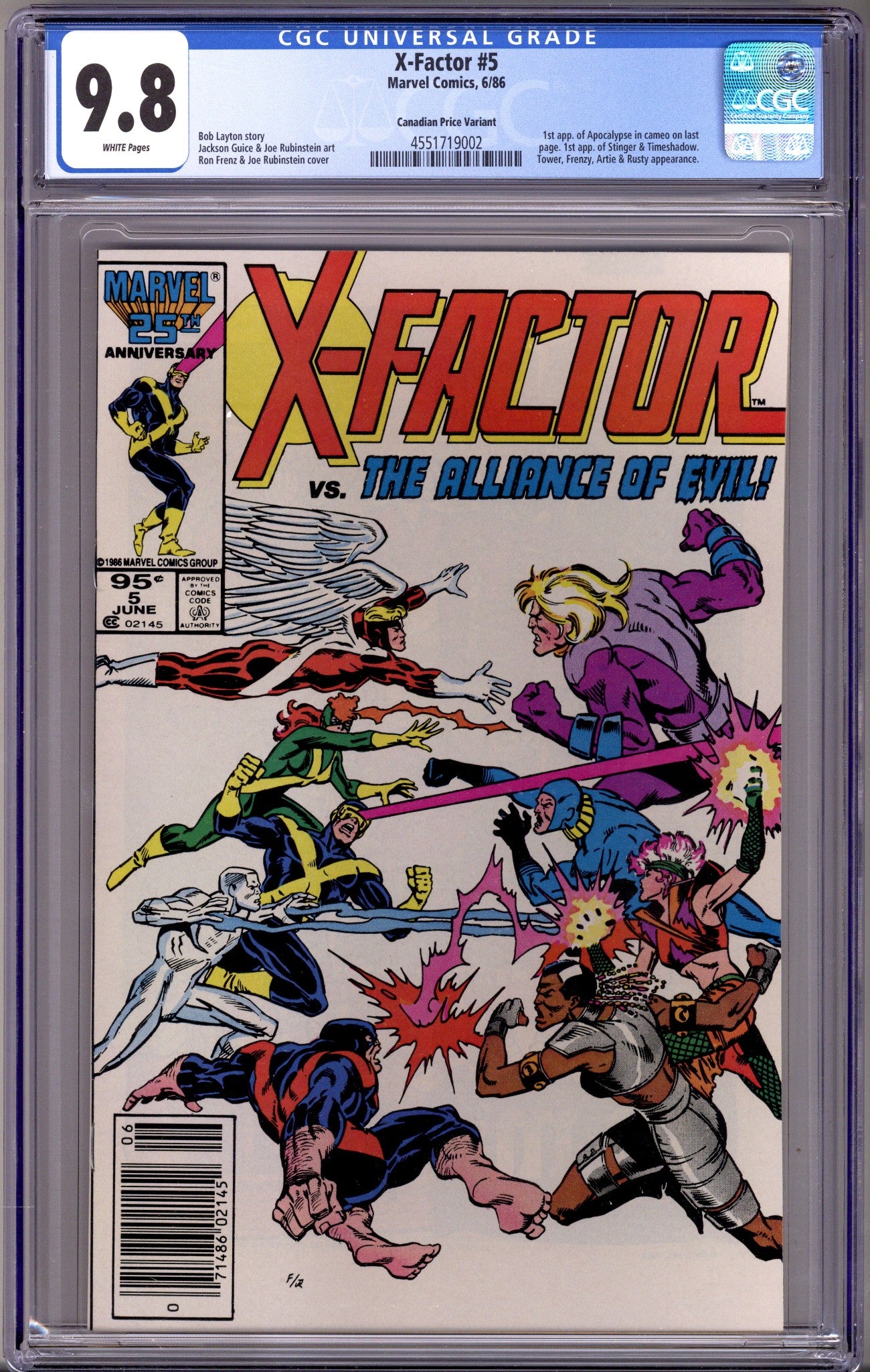 X-Factor Vol 1 5 CGC 9.8 (NM/M) (1986) Canadian Price Variant