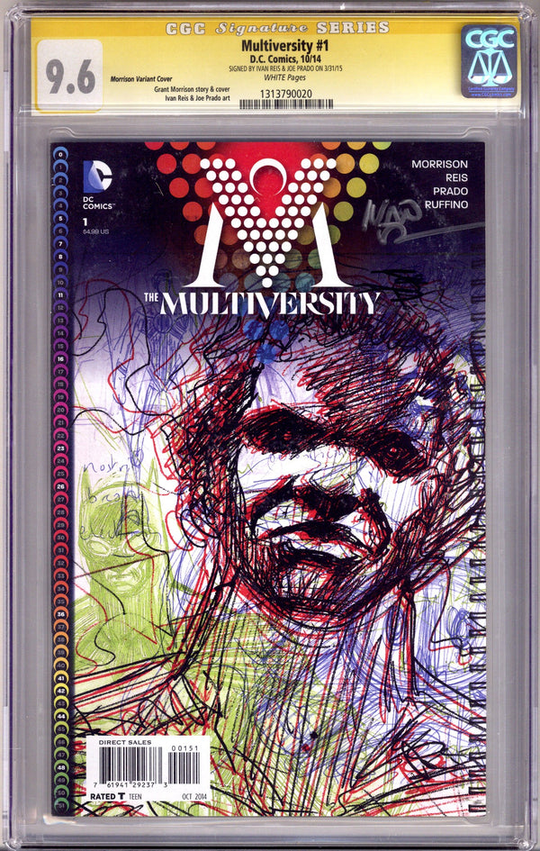 The Multiversity 1 CGC 9.6 (NM+) (2014) Morrison Sketch Incentive Variant Signed x2 Cover Ivan Reis & Joe Prado