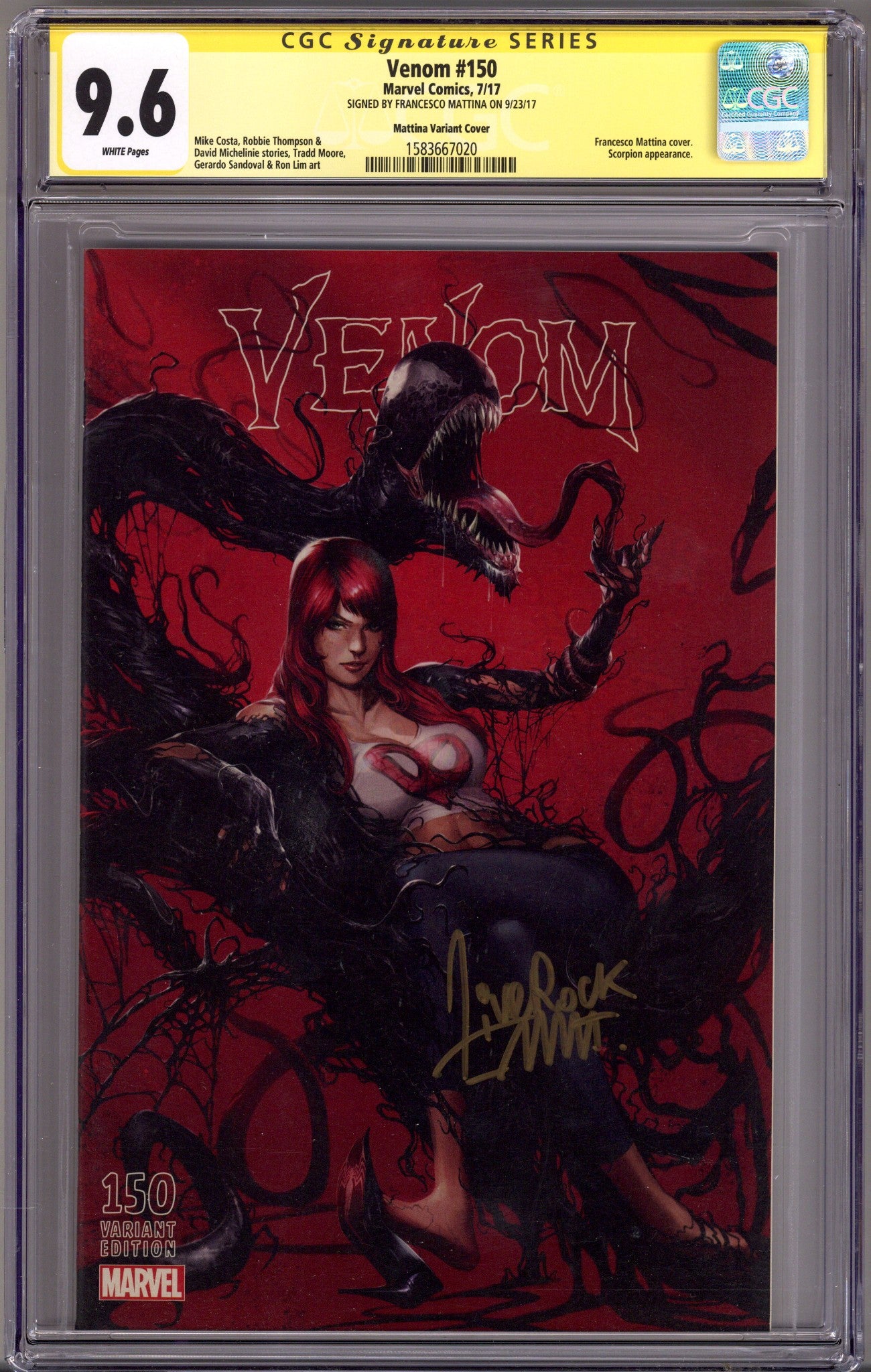 Venom Vol 3 150 CGC 9.6 (NM+)   (2017) Mattina     Exclusive Variant  Signed x1 Cover Francesco Mattina 