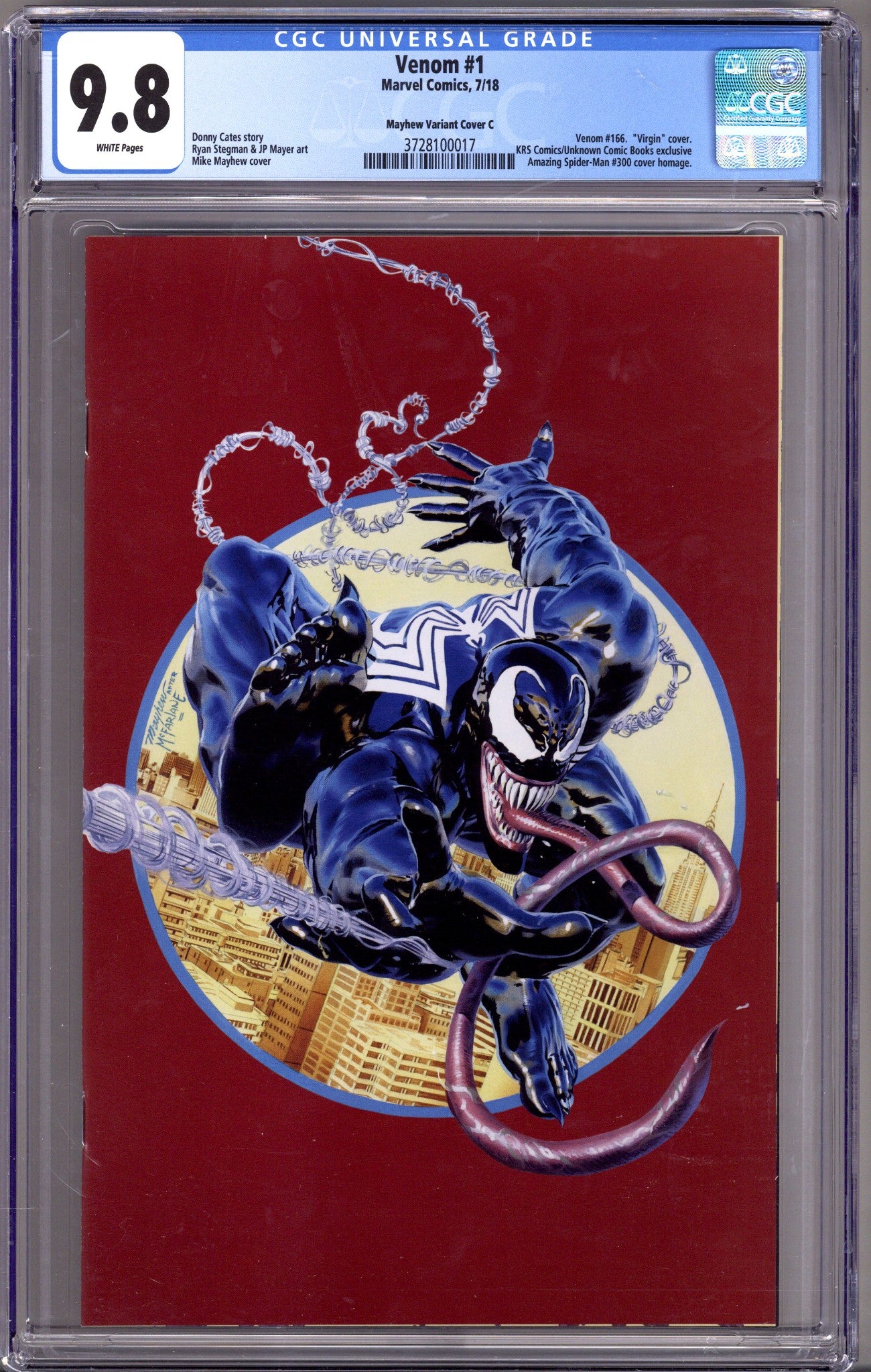 Venom Vol 4 1 (166) CGC 9.8 (NM/M)   (2018) Mayhew Red Virgin Homage Exclusive Variant  