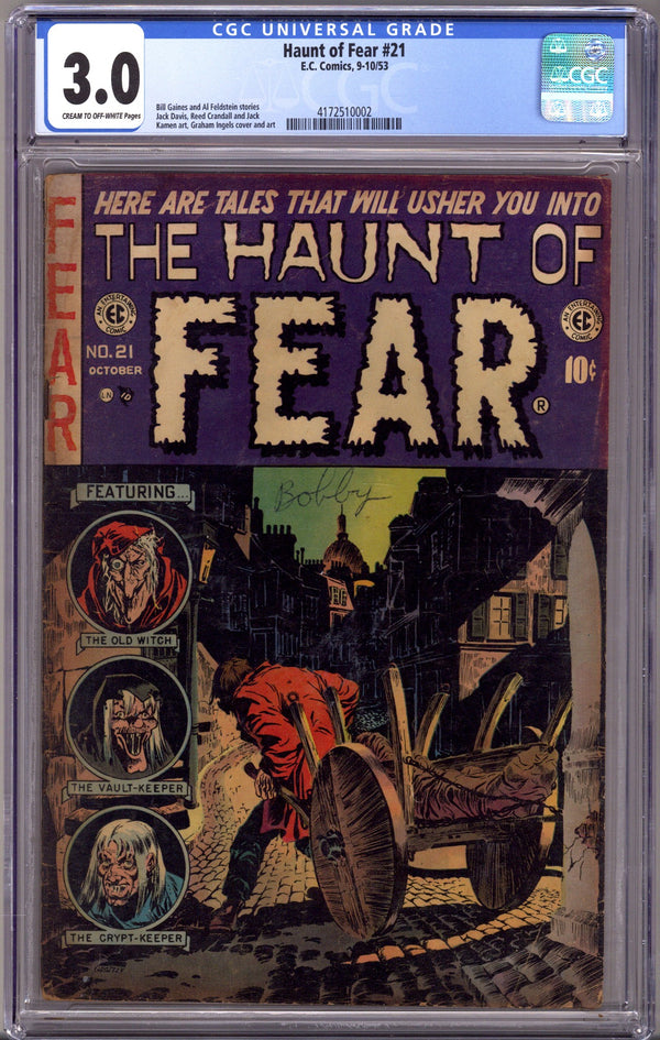 Haunt of Fear Vol 1 21 CGC 3.0 (GD/VG) (1953)
