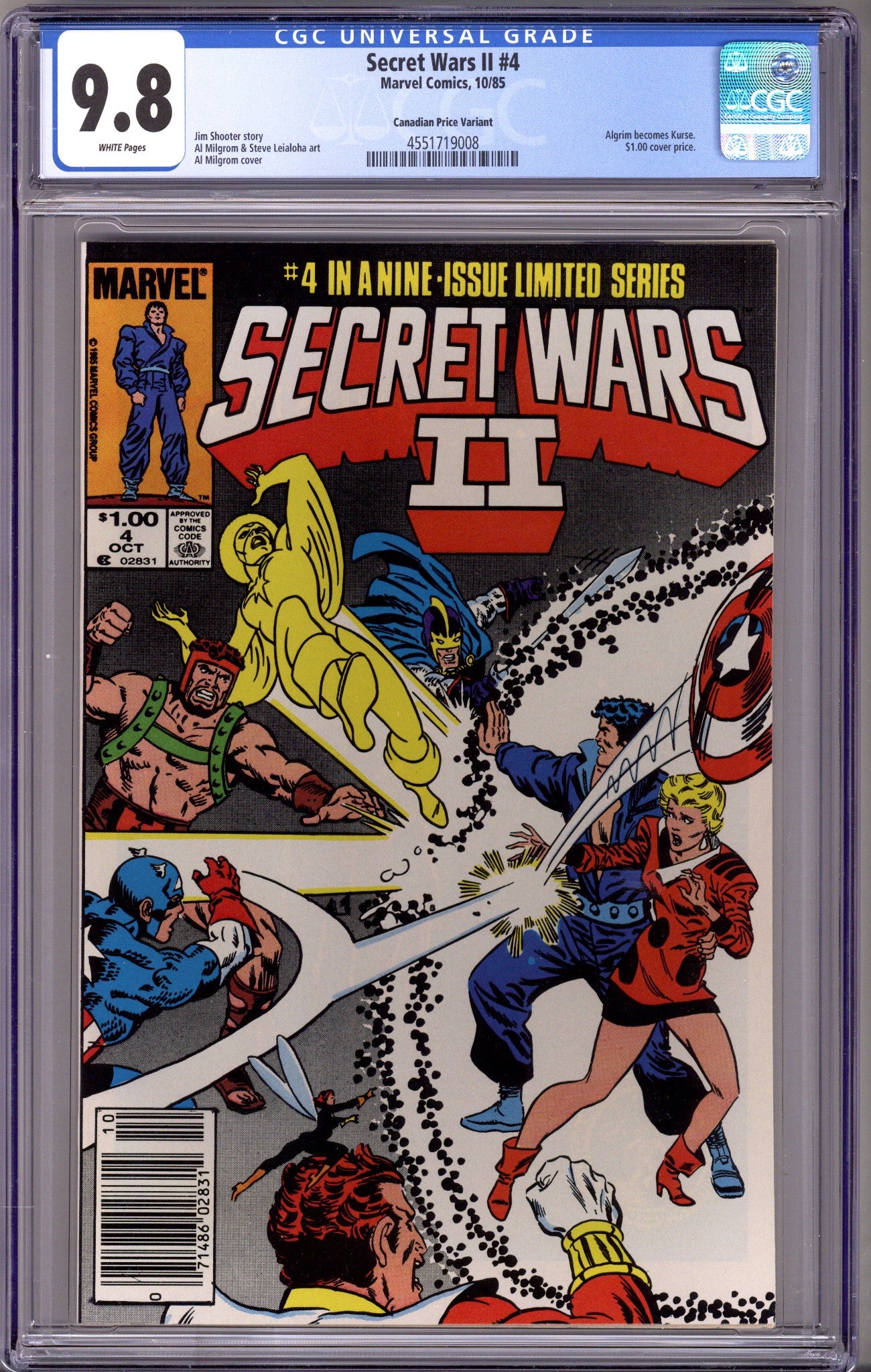 Secret Wars II 4 CGC 9.8 (NM/M) (1985) Canadian Price Variant
