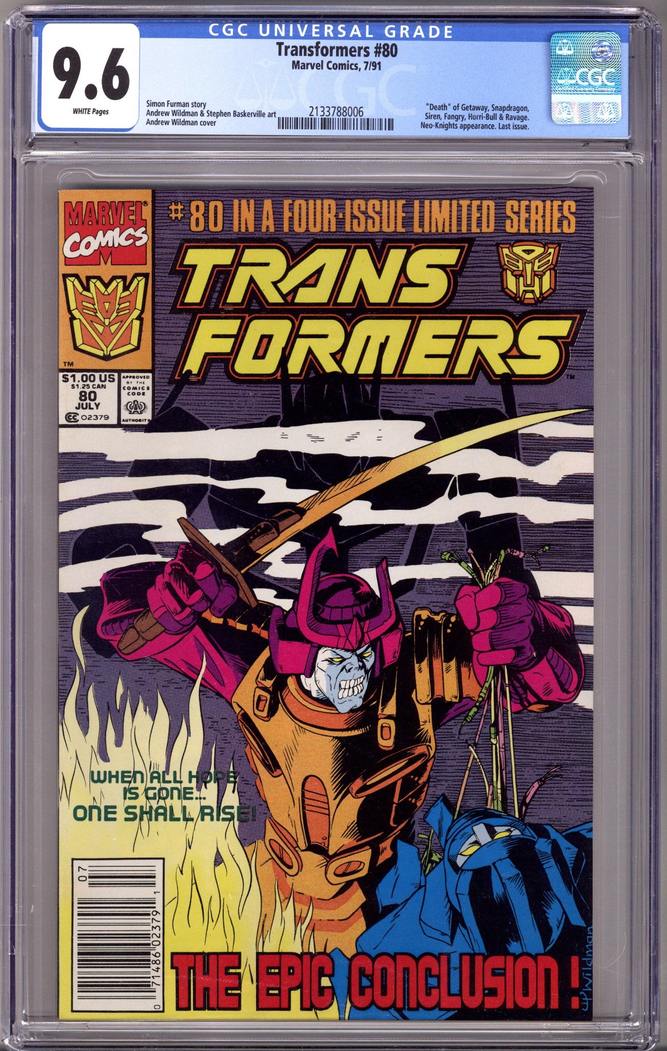 The Transformers 80 CGC 9.6 (NM+) (1991) Newsstand